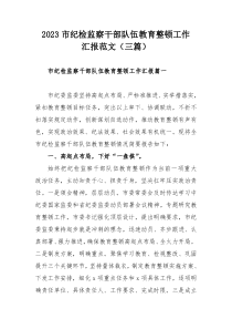 2023市纪检监察干部队伍教育整顿工作汇报范文（三篇）