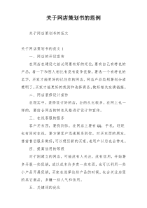 关于网店策划书的范例