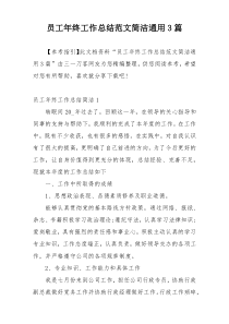 员工年终工作总结范文简洁通用3篇