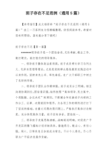 班子存在不足范例（通用5篇）