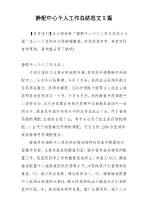 静配中心个人工作总结范文5篇