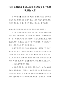 2023专题组织生活会和民主评议党员工作情况报告3篇