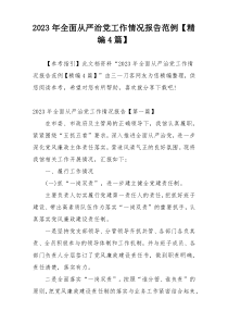 2023年全面从严治党工作情况报告范例【精编4篇】