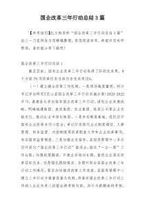 国企改革三年行动总结3篇