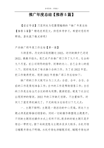 推广年度总结【推荐5篇】