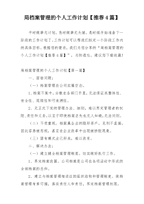 局档案管理的个人工作计划【推荐4篇】