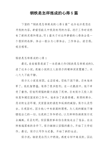 钢铁是怎样炼成的心得5篇