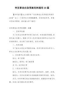 突发事故应急预案范例通用20篇