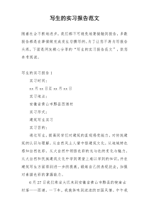 写生的实习报告范文