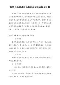 校园公益慈善活动具体实施方案样例5篇