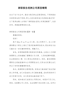 辞职报告范例公司原因精简