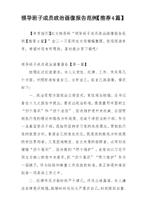 领导班子成员政治画像报告范例【推荐4篇】