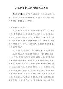 乡镇领导个人工作总结范文3篇