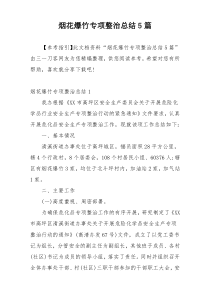 烟花爆竹专项整治总结5篇