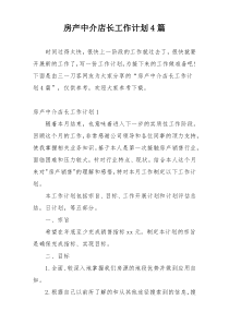 房产中介店长工作计划4篇