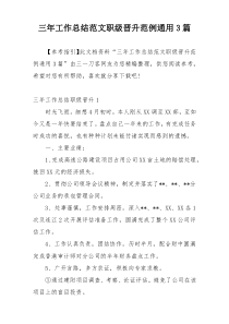 三年工作总结范文职级晋升范例通用3篇