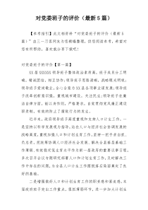 对党委班子的评价（最新5篇）