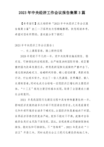 2023年中央经济工作会议报告集聚3篇
