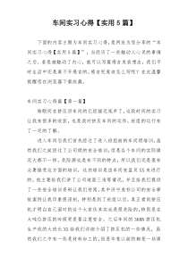 车间实习心得【实用5篇】