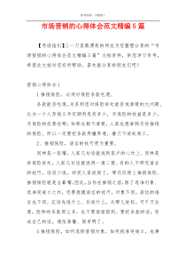 市场营销的心得体会范文精编5篇
