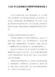 [1200字]北京地铁公司领导年终指导总结4篇