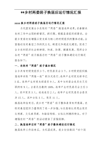 xx乡村两委班子换届后运行情况汇报