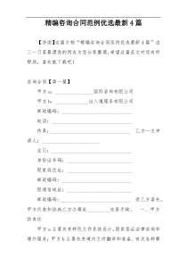 精编咨询合同范例优选最新4篇