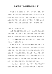 大学班长工作述职的报告3篇