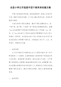 全县小学公开选拔中层干部具体实施方案