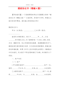 婚前协议书（精编4篇）