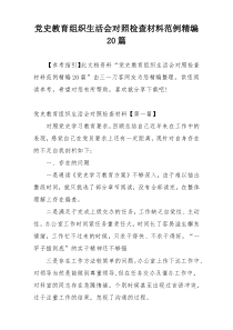 党史教育组织生活会对照检查材料范例精编20篇