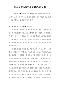 党史教育自学汇报材料范例20篇