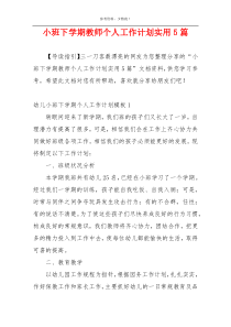 小班下学期教师个人工作计划实用5篇