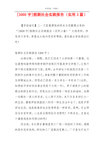 [3000字]假期社会实践报告（实用3篇）