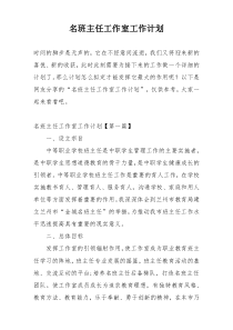 名班主任工作室工作计划