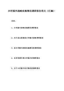 乡村振兴战略实施情况调研报告范文（汇编）