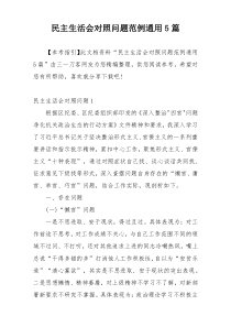 民主生活会对照问题范例通用5篇
