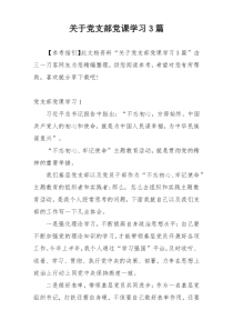 关于党支部党课学习3篇