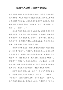 党员个人总结与自我评价总结