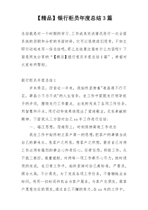 【精品】银行柜员年度总结3篇