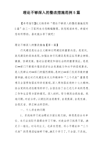 理论不够深入的整改措施范例5篇