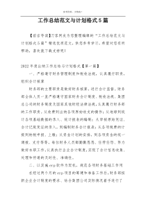 工作总结范文与计划格式5篇