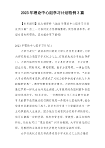 2023年理论中心组学习计划范例3篇