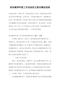 政治教师年度工作总结范文报告精品范例