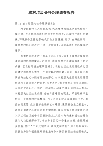 农村垃圾处社会理调查报告