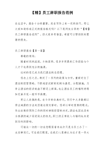 【精】员工辞职报告范例