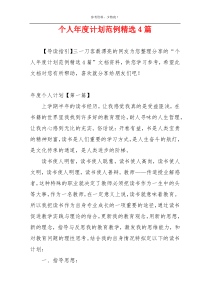 个人年度计划范例精选4篇