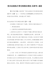 党内法规执行责任制落实情况【参考4篇】