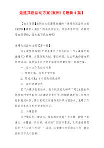 党建共建活动方案(案例)【最新4篇】