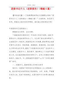 团委书记个人（述职报告）（精编5篇）